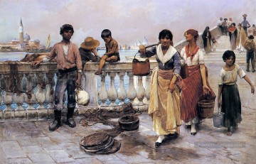 Porteurs d’eau Venise portrait Frank Duveneck Peinture à l'huile